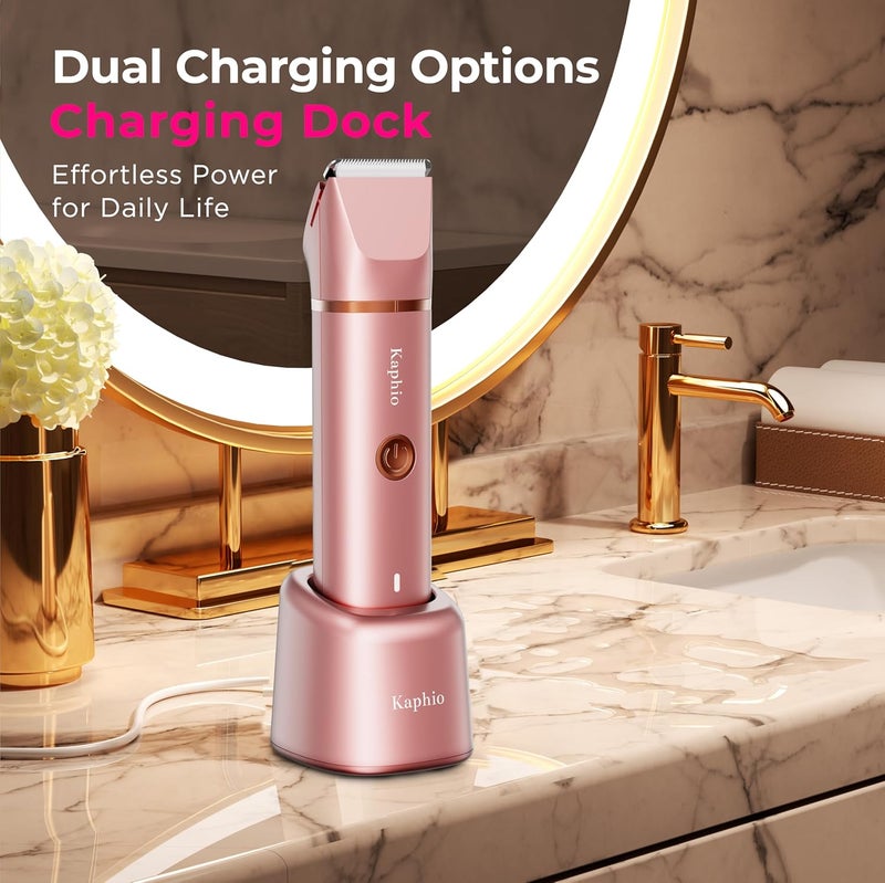 Kaphio Bikini Trimmer for Women Pubic Hair: 2 in 1 Electric Razors for Women - IPX7 Waterproof Lady Shaver for Travel & Home Use - Image 5